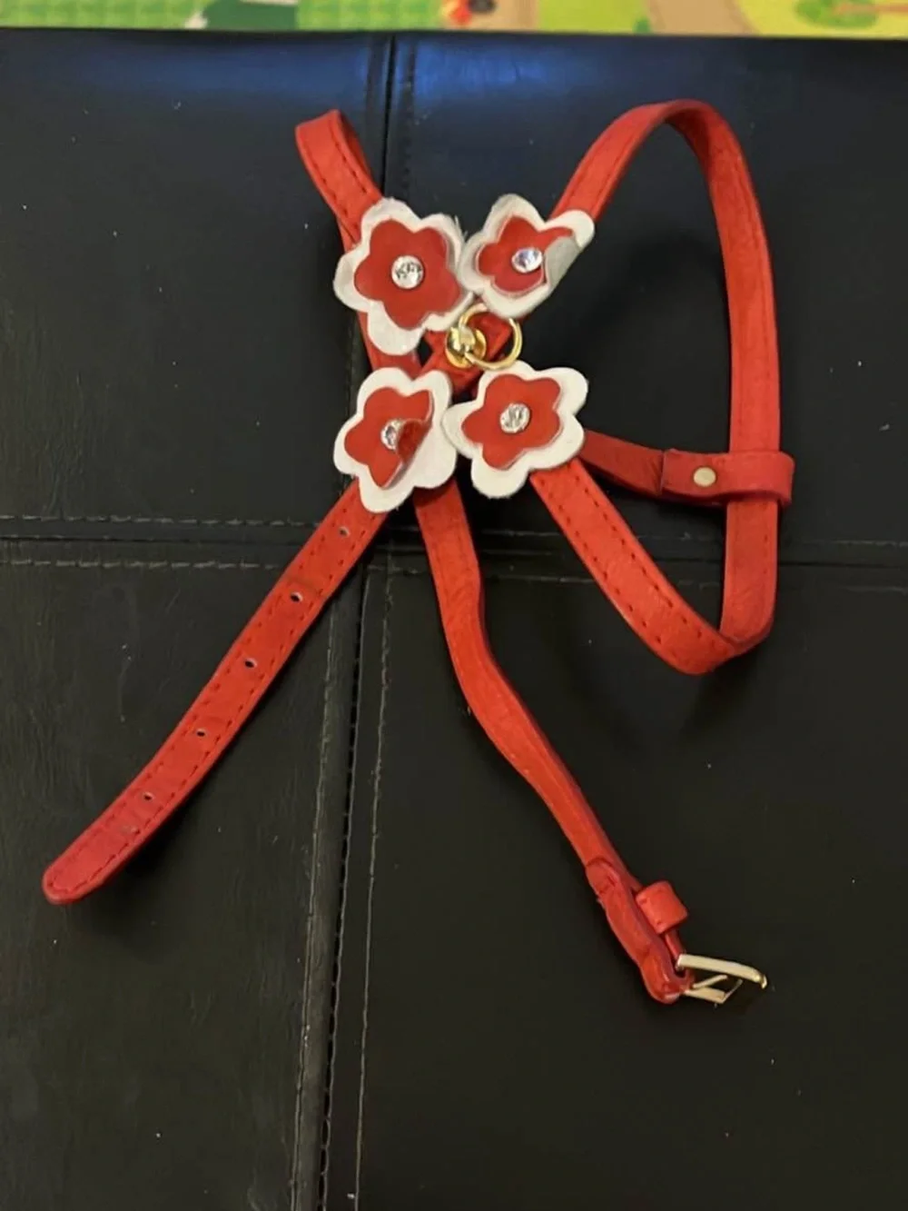 Red leather Dog Harness